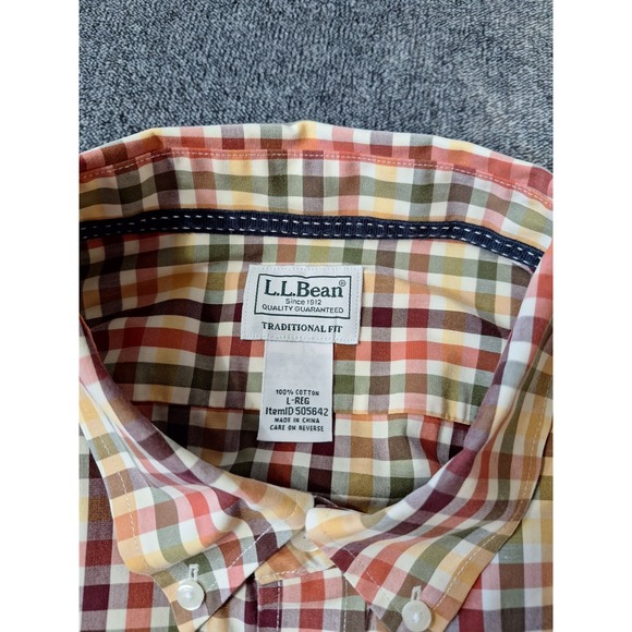 L.L. Bean Fall Plaid Button Up Shirt Mens L Multi Autumn Pumpkin Patch Festival - Picture 4 of 8